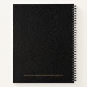 Black Leather Afbeelding Custom Gold Typografie Notitieboek (Achterkant)