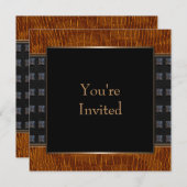 Black Leather All Occasion Invitation Template Kaart (Voorkant / Achterkant)