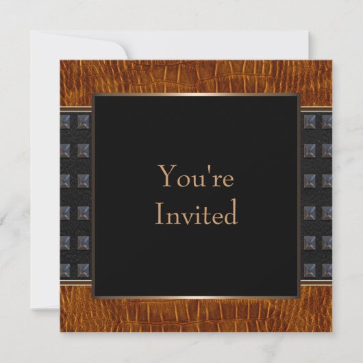 Black Leather All Occasion Invitation Template Kaart (Voorkant)