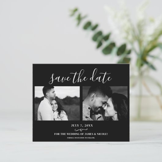 Black Leather Bike Wedding 2 Foto Bewaar de datum (Staand voorkant)