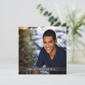 Black Leather Boys Foto Afstuderen Aankondiging (Staand voorkant)