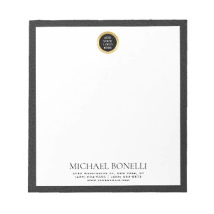 Black Leather Gold Circle Logo professional Notitieblok