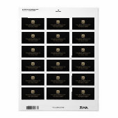 Black Leather Gold Initiaal Logo Return Address Etiket (Full Sheet)