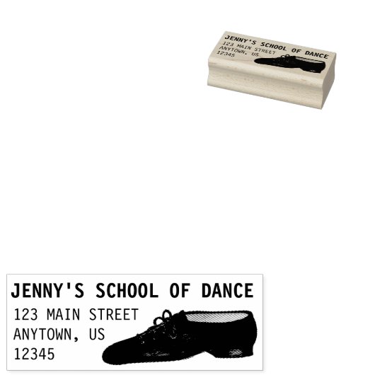 Black Leather Jazz Dance Shoe Studio Adres Rubberstempel (Gestempeld)