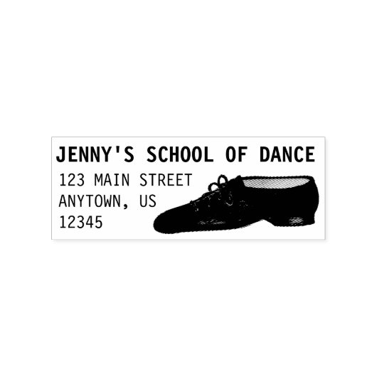 Black Leather Jazz Dance Shoe Studio Adres Rubberstempel (Afrduk)