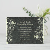 Black Leather Kijk Cream Lace Weddenschap Kaart (Staand voorkant)