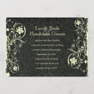 Black Leather Kijk Cream Lace Weddenschap Kaart