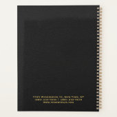 Black Leather Look Gold Business logo en naam Planner (Achterkant)