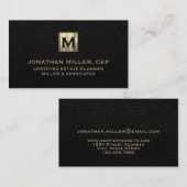 Black Leather Luxury Gold Initiaal Logo Visitekaartje (Voorkant / Achterkant)