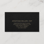 Black Leather Luxury Gold Initiaal Logo Visitekaartje (Achterkant)