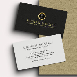 Black Leather Mannelijk Corporate Round Gold Logo Visitekaartje