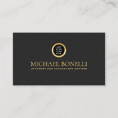 Black Leather Mannelijk Corporate Round Gold Logo Visitekaartje (Voorkant)