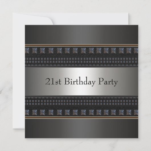 Black Leather Mans 21e verjaardagsfeestje Kaart (Voorkant)