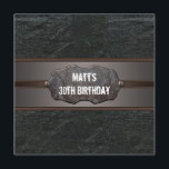 Black Leather Mans 30ste verjaardagsfeest Kaart<br><div class="desc">Man's mannelijke zwarte leder en distressed metal label en klinknagel schroeven dertigste verjaardag uitnodiging.</div>