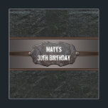 Black Leather Mans 30ste verjaardagsfeest Kaart<br><div class="desc">Man's mannelijke zwarte leder en distressed metal label en klinknagel schroeven dertigste verjaardag uitnodiging.</div>