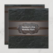 Black Leather Metal Mans 21e verjaardagsfeestje Kaart (Voorkant / Achterkant)