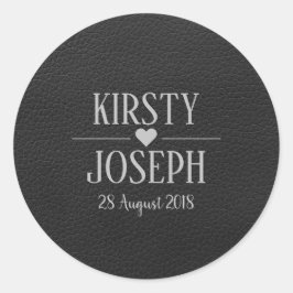 Black Leather Monogram Silver Wedding Sticker