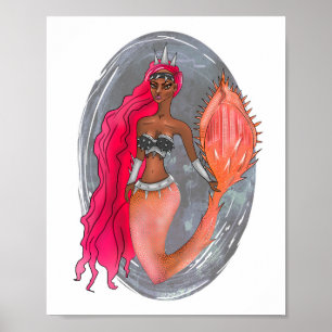 Black Leather Roos Gold Warrior Princess Mermaid Poster