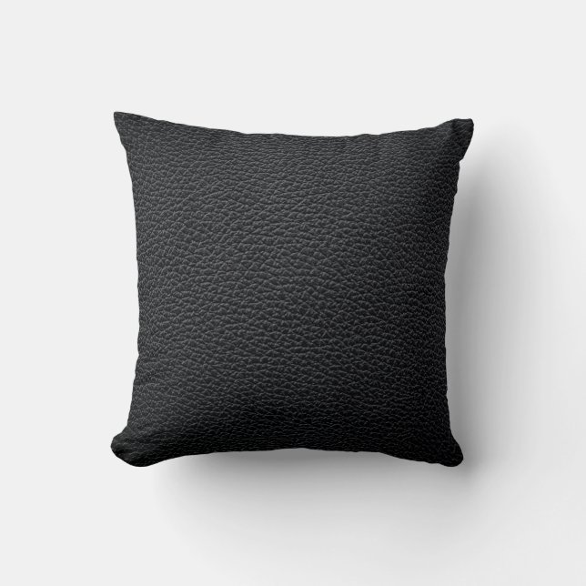 Black leather texture or background. leather,textu kussen (Voorkant)