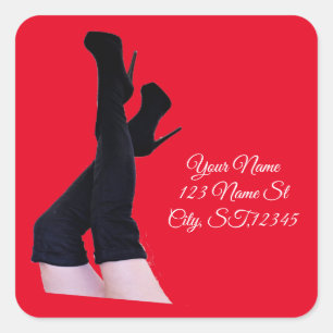 Black Leather Thigh-high Boots Thunder_Cove Vierkante Sticker