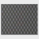 Black Leather Upholstery Brass Nails look Cadeaupapier (Vlak)