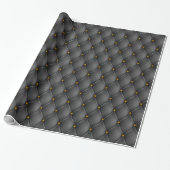 Black Leather Upholstery Brass Nails look Cadeaupapier (Uitgerold)