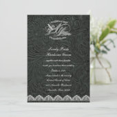 Black Leather White Dove Weddenschap Kaart (Staand voorkant)