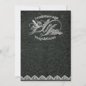 Black Leather White Dove Weddenschap Kaart (Achterkant)