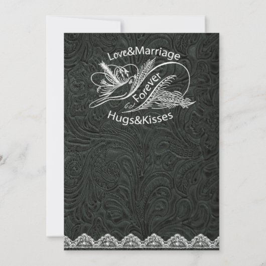 Black Leather White Dove Weddenschap Kaart (Achterkant)