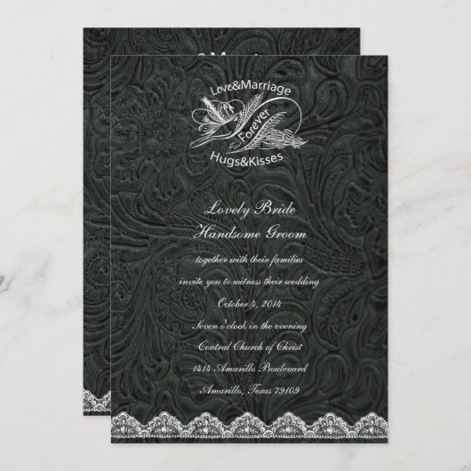 Black Leather White Dove Weddenschap Kaart (Voorkant / Achterkant)