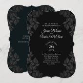 Black Leaves Gothic bruiloft uitnodiging (Voorkant / Achterkant)