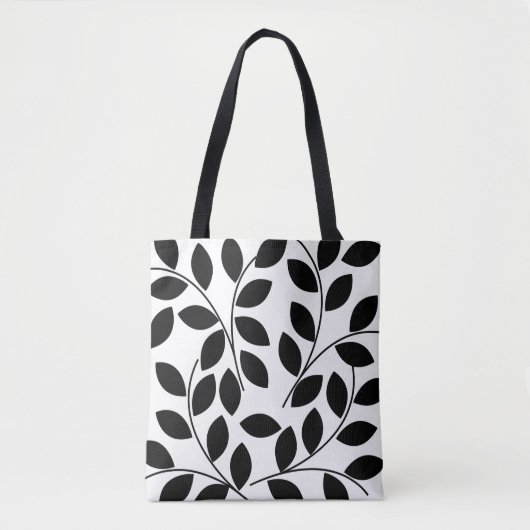 Black Leaves Modern Tropical Tote Bag (Voorkant)