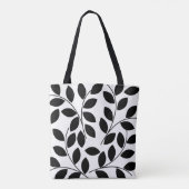 Black Leaves Modern Tropical Tote Bag (Achterkant)