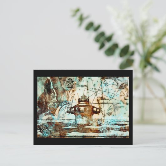 Black Ledge Vuurtoren en Kaart (Staand voorkant)