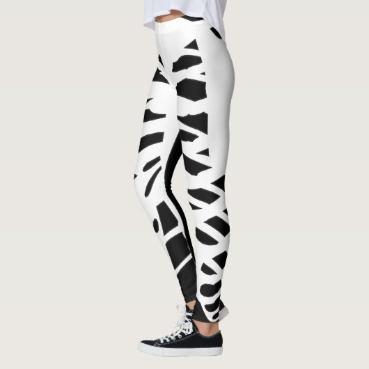 BLACK leggings met witte geelribskelet (Links)