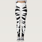 BLACK leggings met witte geelribskelet (Voorkant)