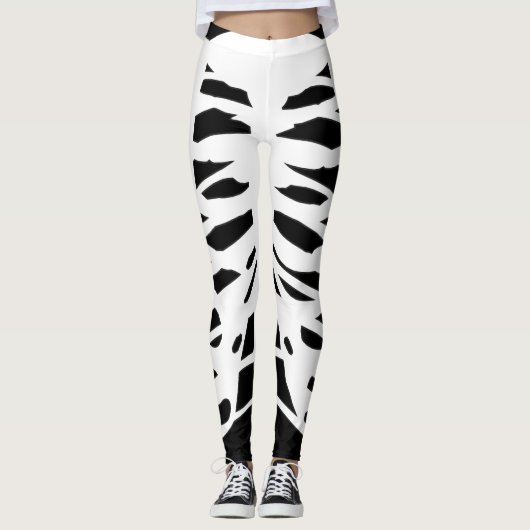 BLACK leggings met witte geelribskelet (Voorkant)