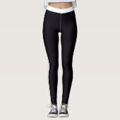 Black Leggings White Side Stripe Custom Colors (Voorkant)