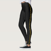 Black Leggings with Bold Metallic Gold Side Stripe (Links)