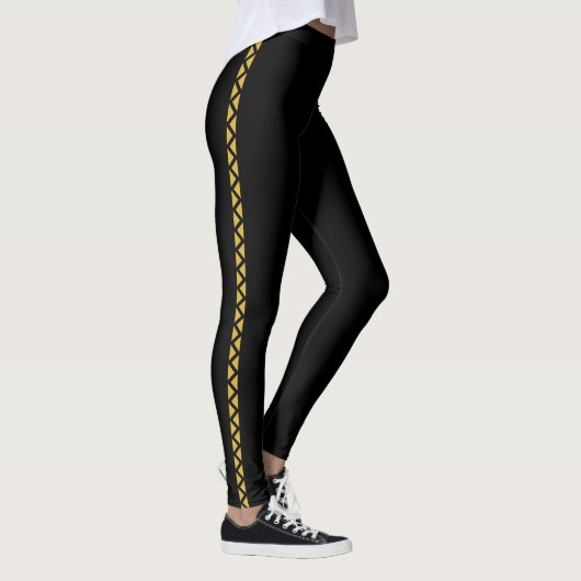 Black Leggings with Bold Metallic Gold Side Stripe (Rechts)