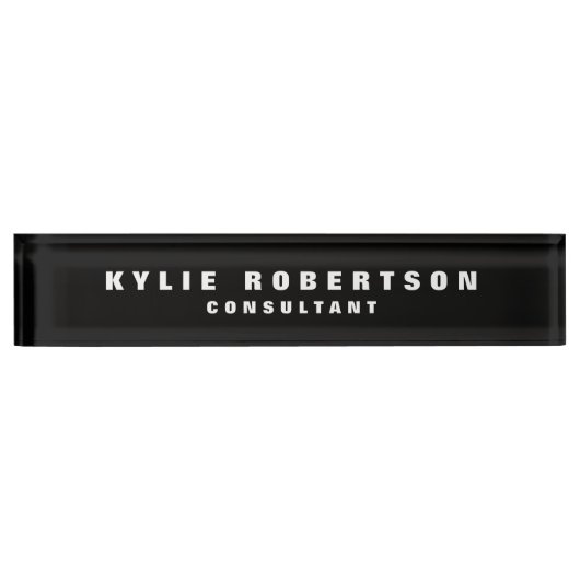 Black Legible Professional Trendy Modern Naambordje (Voorkant)