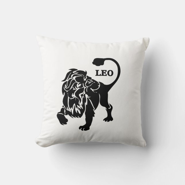 Black Leo Lion Zodiac Kussen (Voorkant)