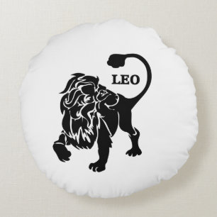 Black Leo Lion Zodiac Rond Kussen