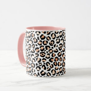 Black leopard-afdrukken van wit perzikzwart mok