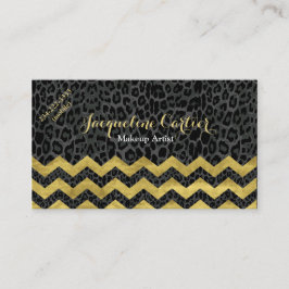 Black Leopard Chevron Cosmetologist Visitekaartje