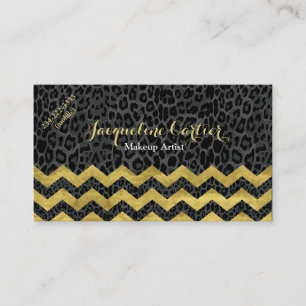 Black Leopard Chevron Cosmetologist Visitekaartje