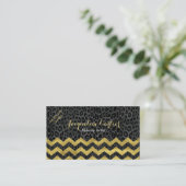 Black Leopard Chevron Cosmetologist Visitekaartje (Staand voorkant)