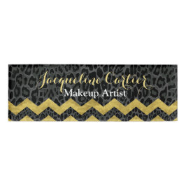 Black Leopard Chevron Skinny Name Tag