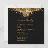 Black Leopard Gold Elegant Birthday Party Kaart (Achterkant)