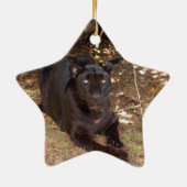 Black Leopard-kerstversiering Keramisch Ornament (Achterkant)